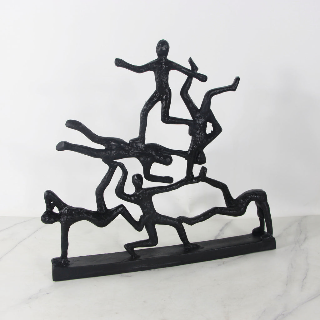 Model room new Chinese ornaments metal cast iron figures black bronze sculpture soft ornaments postmodern European style