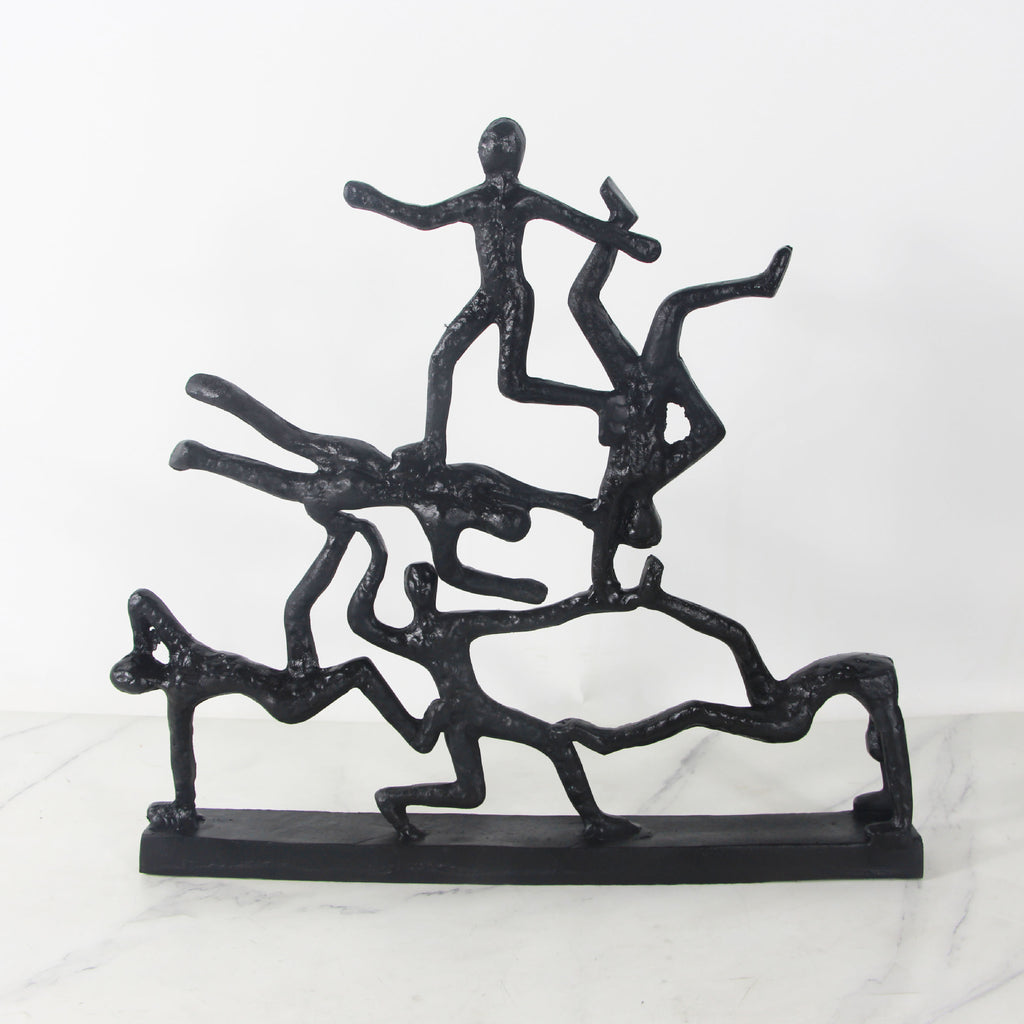 Model room new Chinese ornaments metal cast iron figures black bronze sculpture soft ornaments postmodern European style