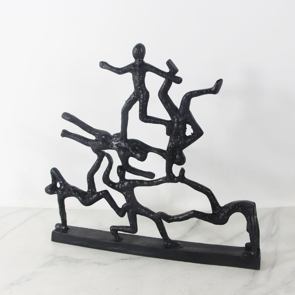 Model room new Chinese ornaments metal cast iron figures black bronze sculpture soft ornaments postmodern European style