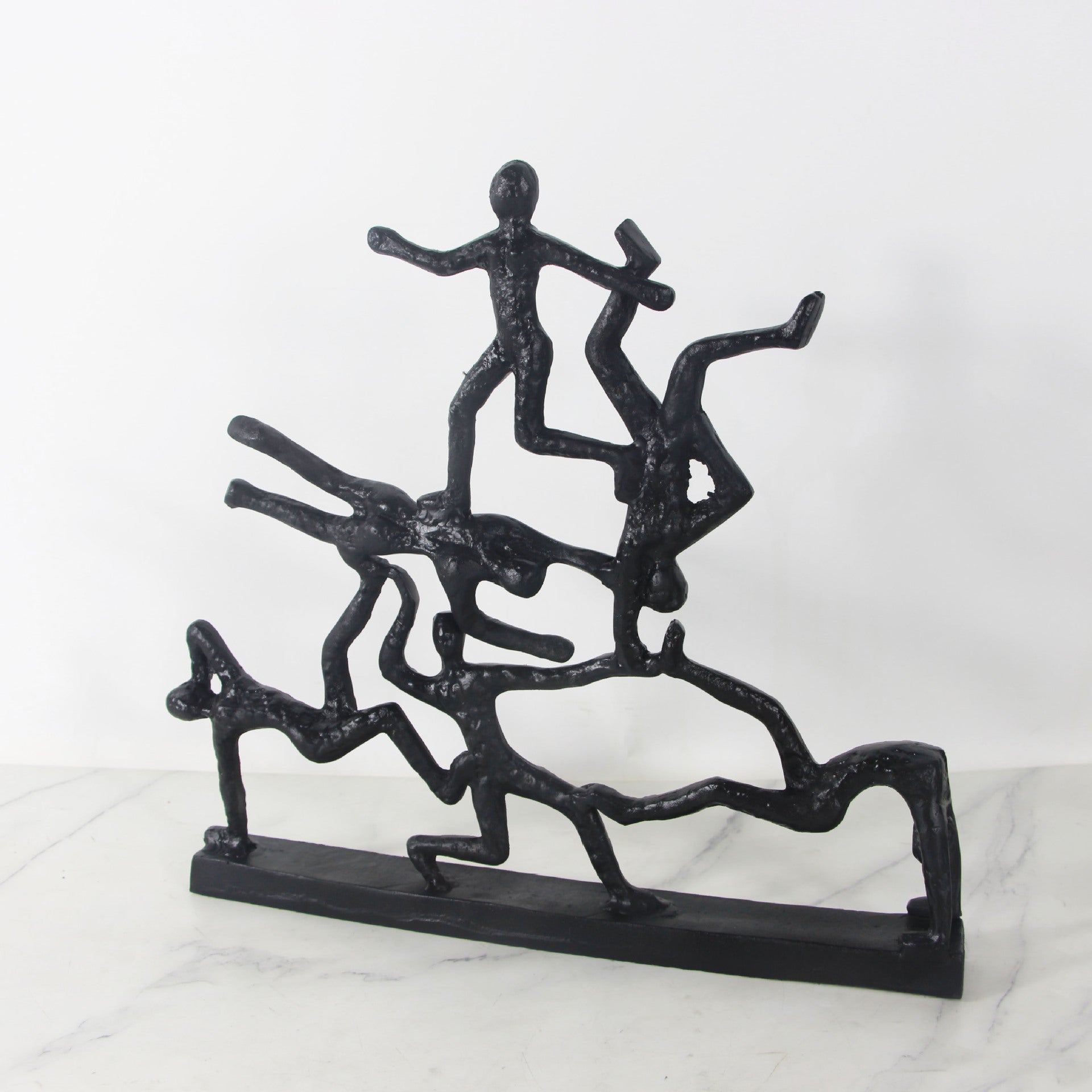 Model room new Chinese ornaments metal cast iron figures black bronze sculpture soft ornaments postmodern European style