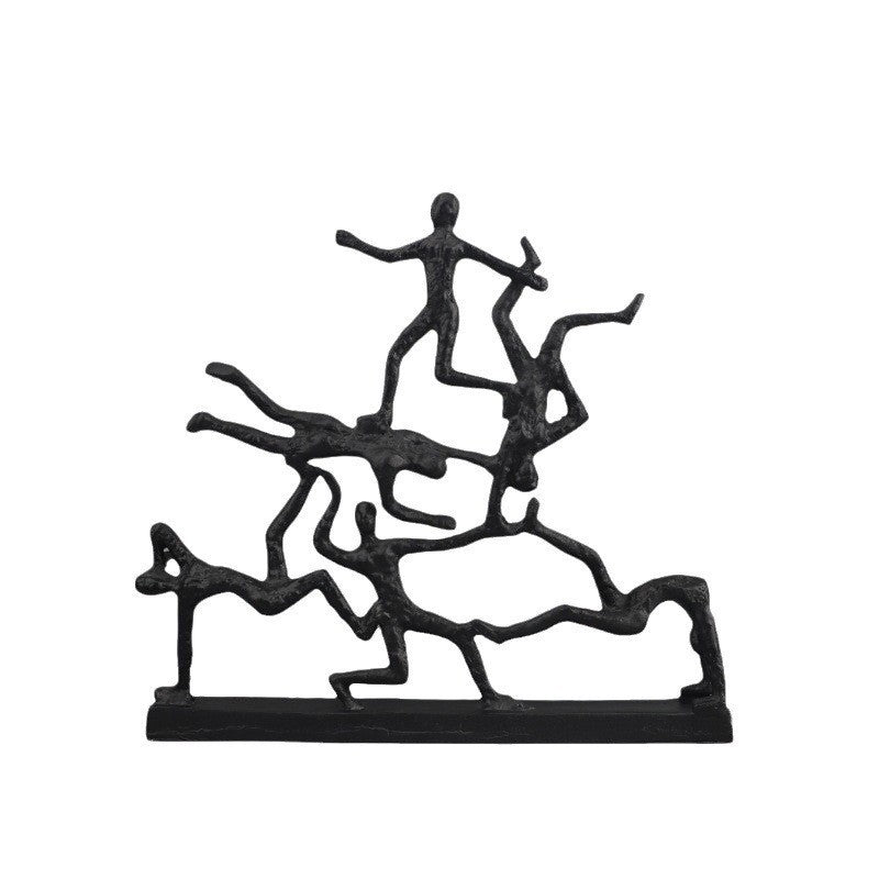 Model room new Chinese ornaments metal cast iron figures black bronze sculpture soft ornaments postmodern European style